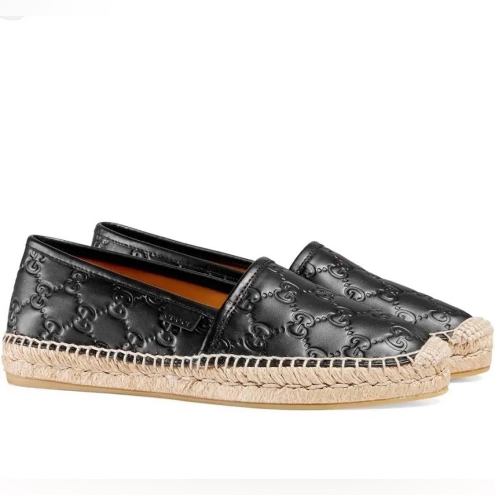 GUCCI LEATHER ESPADRILLES -BLACK -WOMEN’S US 6